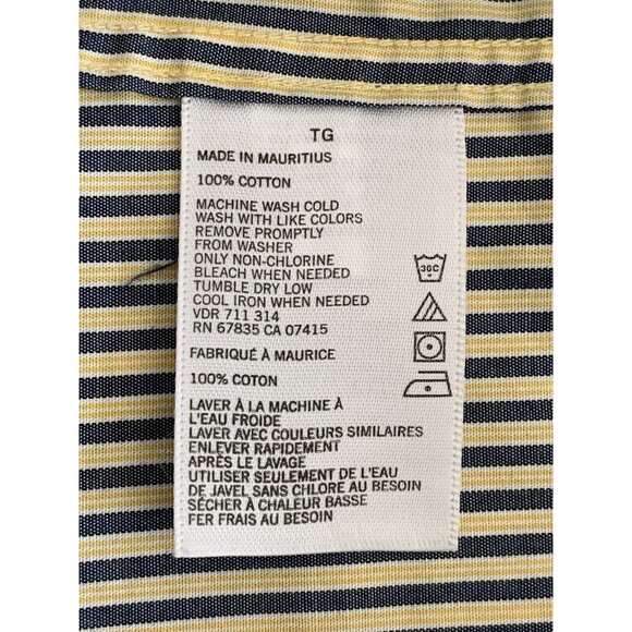Nautica Men's Top Button Up Long Sleeve Shirt Yellow Blue Striped Pocket XL - Picture 11 of 11